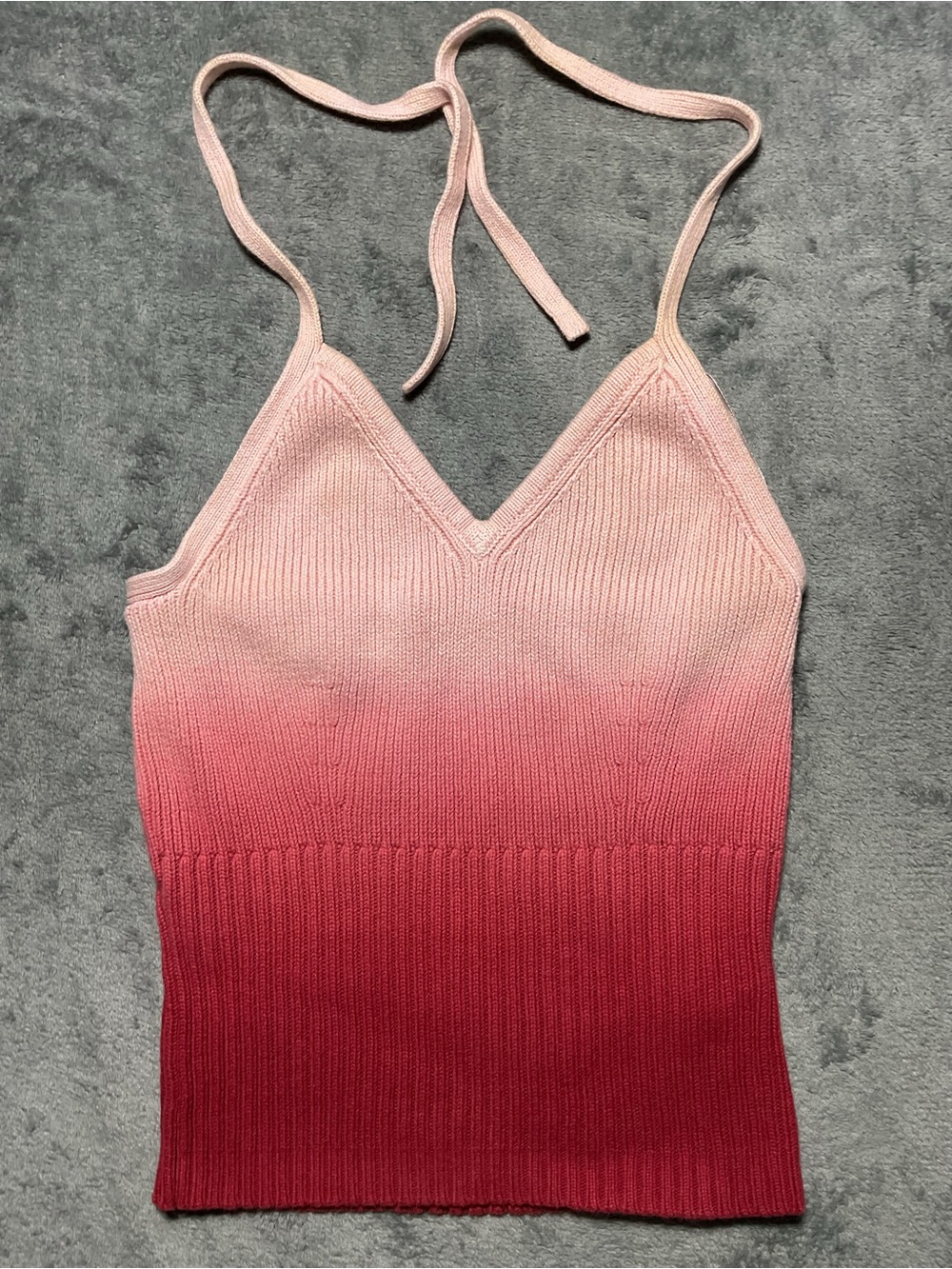 Women’s Ombre Pink Halter Knit Tank Top Y2K